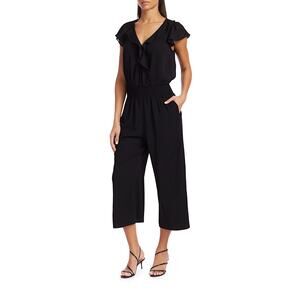Parker Billie Black Cropped Cap Sleeve Wide Leg‎ Jumpsuit XS